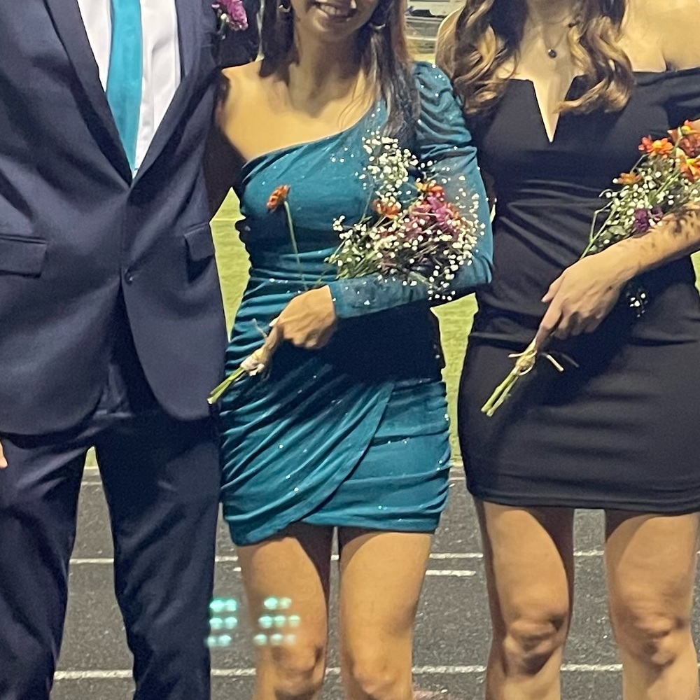 turquoise hoco court dress, worn once no imperfections